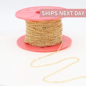 10m Gold Cable Chain, Necklace Bracelet Making Jewelry Findings, Bulk Chain, DIY Necklace 260FCR-G