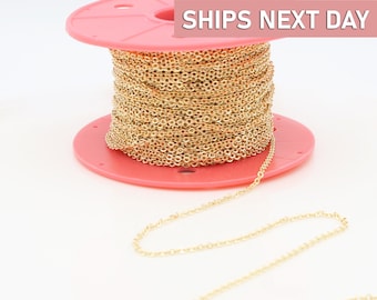 10m Gold Cable Chain Spool for Jewelry Making, Bulk Dainty Necklace Chain, Wholesale DIY Chain Findings Supply 260FCR-G