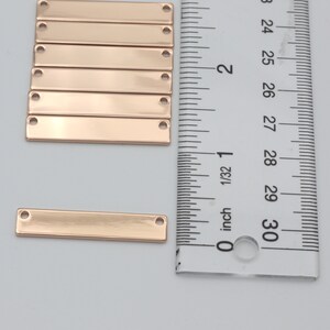 10 Rose Gold Horizontal Blank Bar, Custom Necklace Blanks, Ready To Engrave Stamping Charm, Wholesale Bulk Discount Custom Supply 367H-R image 5