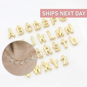 10 Initial Charms, 16k Gold Plated Alphabet Charms, Personalized Letters Pack of 10, Wholesale Charms Jewelry Making Findings IC