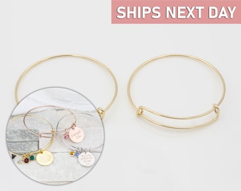 2 Gold Adjustable Bangle Bracelets for Jewelry Making, Thin Wire Cuff Blanks, Wholesale DIY Bracelet Findings Supply BG-G