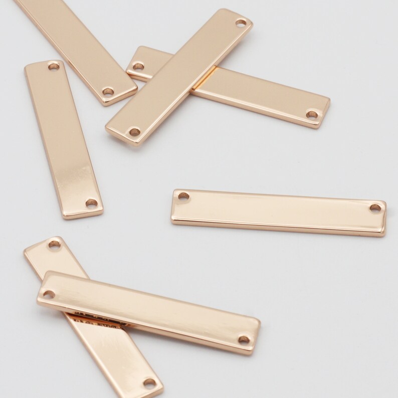 10 Rose Gold Horizontal Blank Bar, Custom Necklace Blanks, Ready To Engrave Stamping Charm, Wholesale Bulk Discount Custom Supply 367H-R image 2