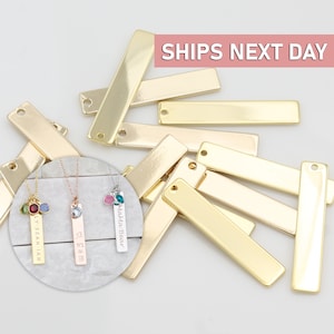 10 Gold Vertical Blank Bar, DIY Personalized Charm, Wholesale Supply, Custom Vertical Bars 367V-G-SS (Stainless Steel)