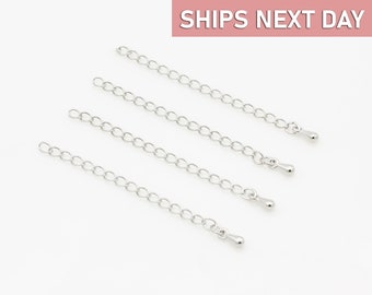 10 Silver Chain Extender, Stainless Steel Extenders, Add 2 inch Silver Necklace Extender, Wholesale Jewelry Supply 2E-SS