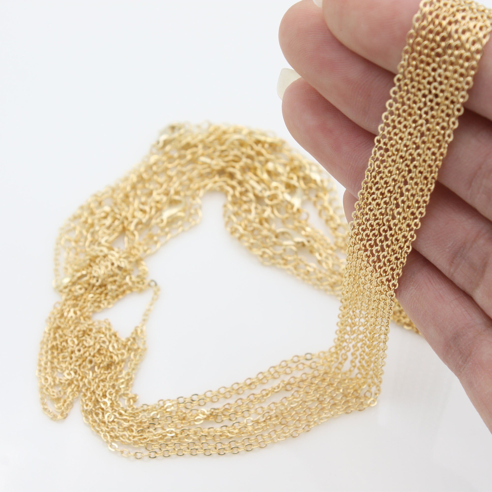 10 17inch Gold Bulk Chains 16K Gold Flat Chain Basic Gold Etsy