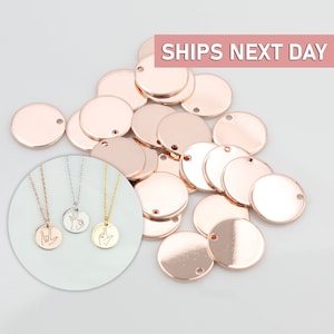 10 Rose Gold 15mm Medium Blank Disc, Personalized Necklace Ready To Stamp Coin, Custom Jewelry Charm Supply, Wholesale Pendants 15D-R