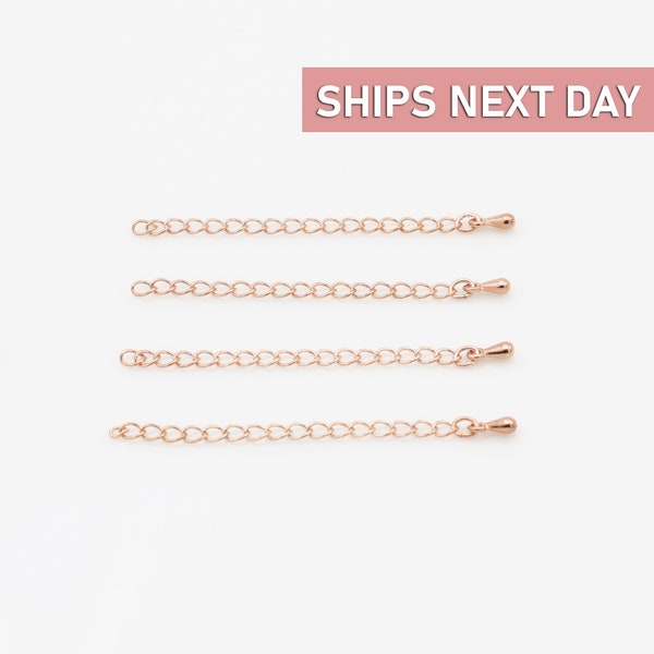 10 Rose Gold Chain Extender, Add 2 inch Rose Gold Necklace Extender, Wholesale Jewelry Supply 2E-R