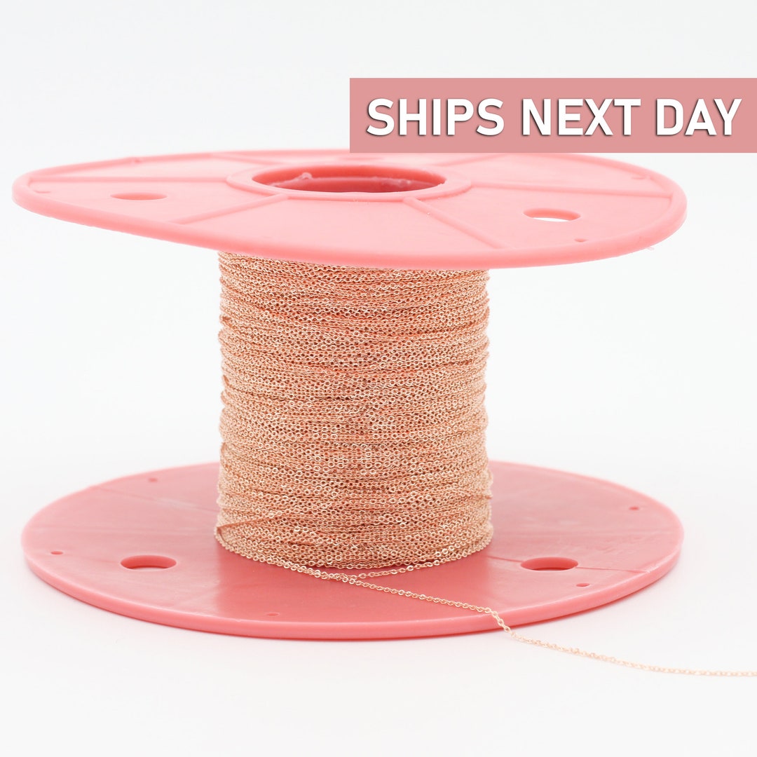 10m Bulk Dainty Chain, Rose Gold Plated Chain Wholesale Jewelry Making Supply, Rose Gold Cable