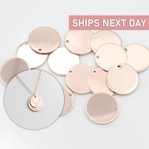 10 Rose Gold 20mm Large Blank Disc, Personalized Ready To Stamp, Engravable DIY Coin, Custom Jewelry Supply, Bulk Pendant 20D-R