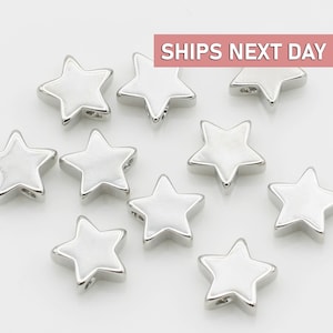 10 Star Charms, Star Spacer Beads, Minimal Star Pendant, Jewelry Making Finding Supplies SC-S