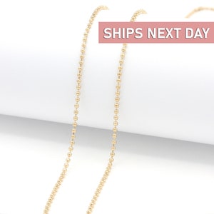 Gold Ball Chain Necklace, 16K Gold Plated Chain, Wholesale Jewelry Supplies, Dog Tag Pendant Round Ball Chain BC-G