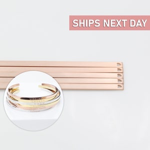 2 Rose Gold Thin Cuff Bracelet Blank, Personalization Engravable Cuffs, DIY Bracelet Jewelry Findings CU-R-SS