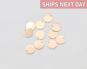 10 Rose Gold Stainless Steel 15mm Blank Disc, Engravable Custom Pendant, Jewelry Coin Supply, Tarnish Resistant Wholesale 15D-R-SS