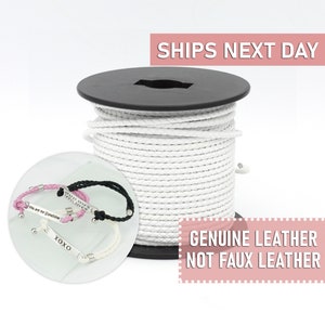 3mm White Braided Leather Rope Genuine Leather Bolo Cord Round Leather Cord Jewelry Bracelet Making Findings MBB-LRW50