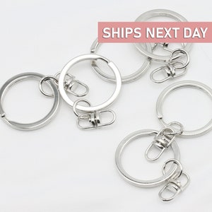 5 Silver Keychain Ring And Connector, Silver Plated DIY Keychain Making Supply, Bulk Supplies KC-S