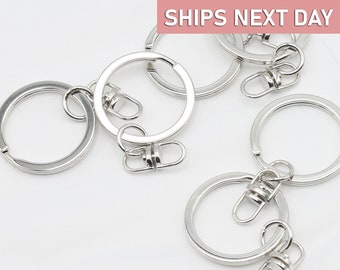 5 Silver Keychain Ring And Connector, Silver Plated DIY Keychain Making Supply, Bulk Supplies KC-S