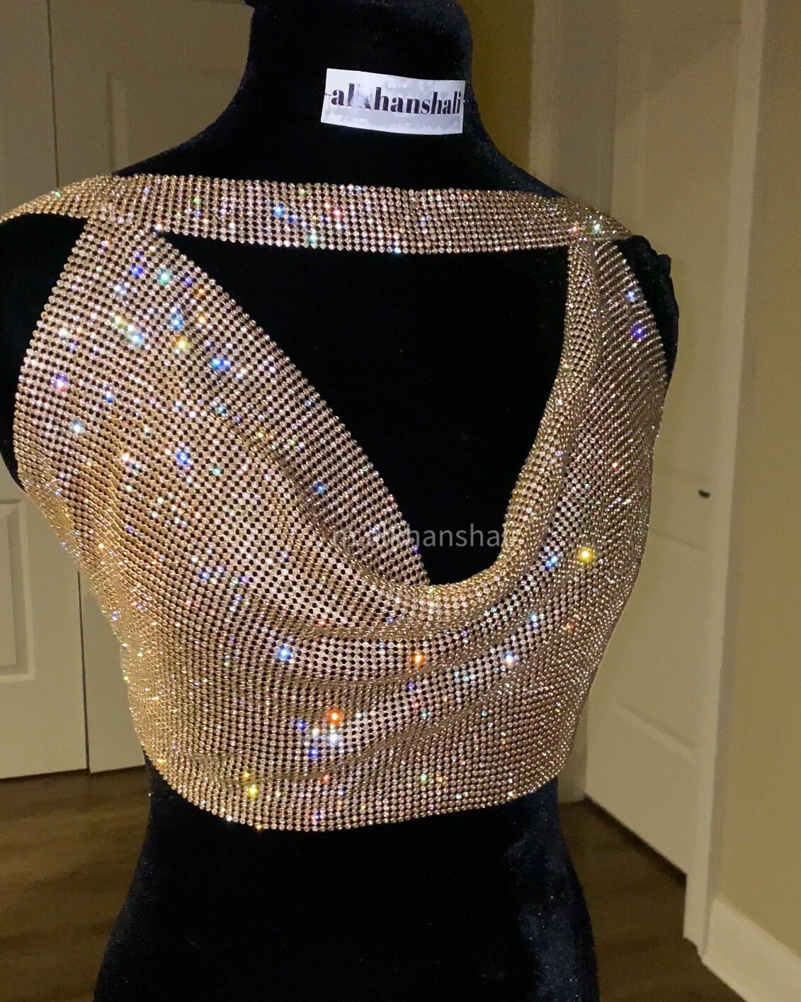 Rhinestone Diamond Crop Top Crystal Diamond Swoop Neck Crop Etsy