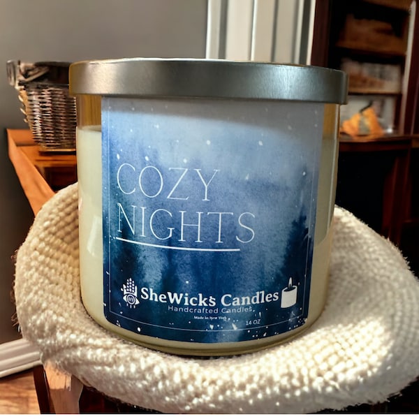 Cozy Nights | Scented Candle | Soy Wax Candle | Hand Poured Candle | 3 Wick Candle