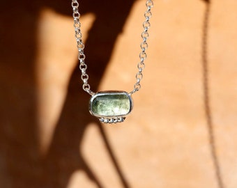 Green tourmaline necklace / sterling silver necklace / handmade silver necklace / gift necklace for her / gemstone necklace