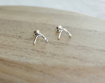 Sterling silver earrings, hammered stud earrings, minimalist earrings, gift for her