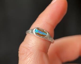 Bio Australischer Opal Ring / Sterling Silber Ring / Opal Ring / Größe 7,5 Ring / Einzigartiger Bio Ring