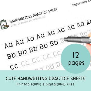 Handwriting Practice Printable Worksheets: Cute ABC Letter Tracing & Alphabet Writing for Kids and Adult to Improve Penmanship