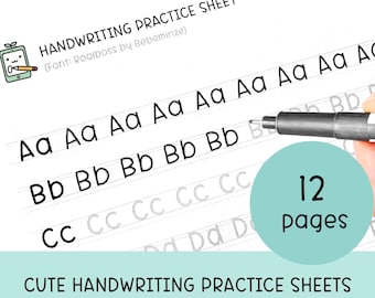 Handwriting Practice Printable Worksheets: Cute ABC Letter Tracing & Alphabet Writing for Kids and Adult to Improve Penmanship