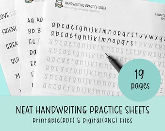 neat handwriting practice sheets printable handwriting etsy