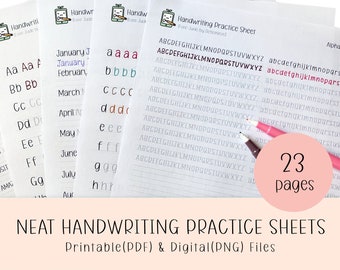 Neat Handwriting Practice Sheets, Printable Handwriting Worksheets, Alphabet Writing Practice, ABC Letter Tracing, Improve handwriting