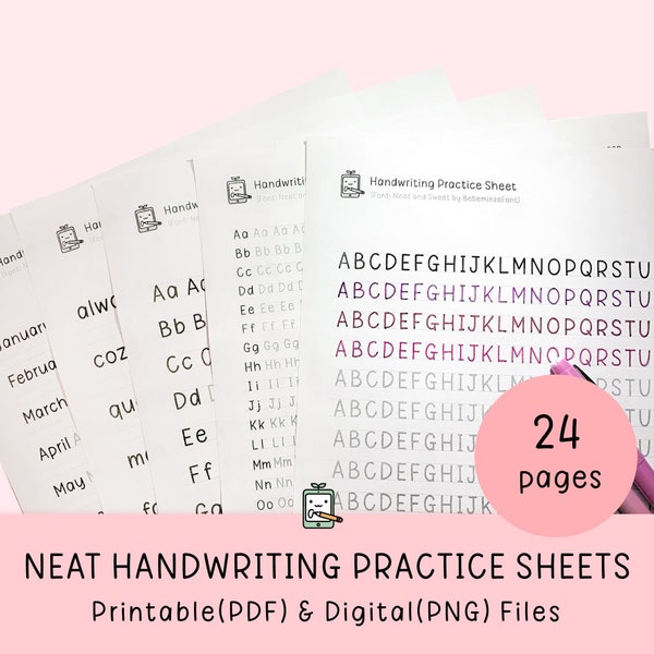 Neat Handwriting Practice Sheets, Printable Handwriting Worksheets, Alphabet Writing Practice, ABC Letter Tracing, Improve handwriting