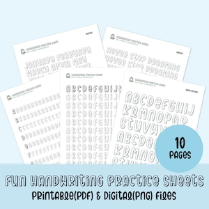Hojas divertidas para practicar la escritura a mano, hojas de trabajo de escritura a mano imprimibles, práctica de escritura del alfabeto, trazado de letras del abecedario, práctica de letras a mano