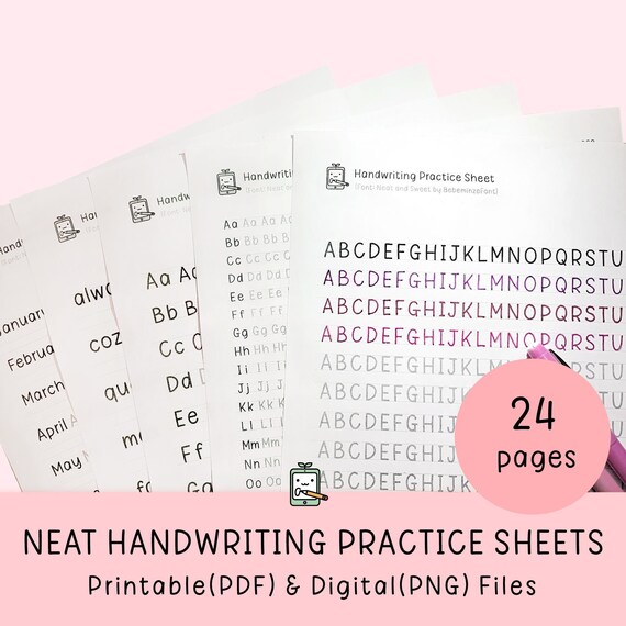 neat handwriting practice sheets printable handwriting etsy