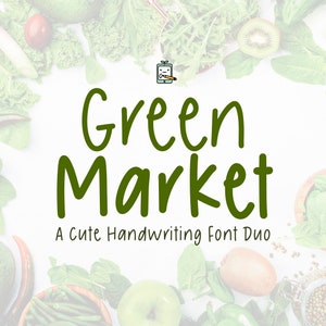 Green Market, Duo de polices, Police manuscrite, Police Study, Police simple, Police d'écriture manuscrite, Multilingue, Police Goodnotes, Note numérique, Police mignonne