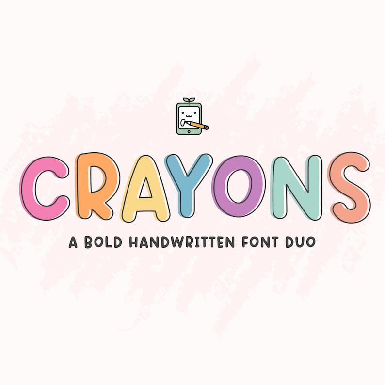 Crayons Font Duo Handwritten Font Hand Lettered Font OTF Etsy