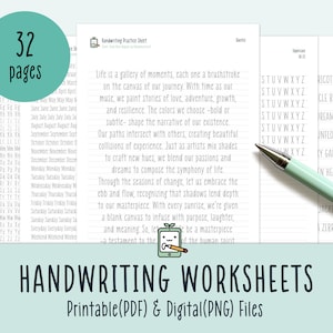 Handwriting Practice Worksheets: Printable Worksheets for Adult Alphabet Writing & Letter Tracing to Improve Penmanship