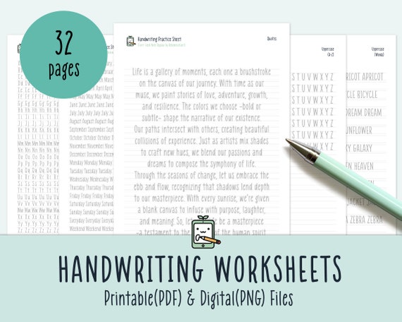 Handwriting Practice Worksheets: Printable Worksheets for Adult Alphabet Writing & Letter Tracing to Improve Penmanship