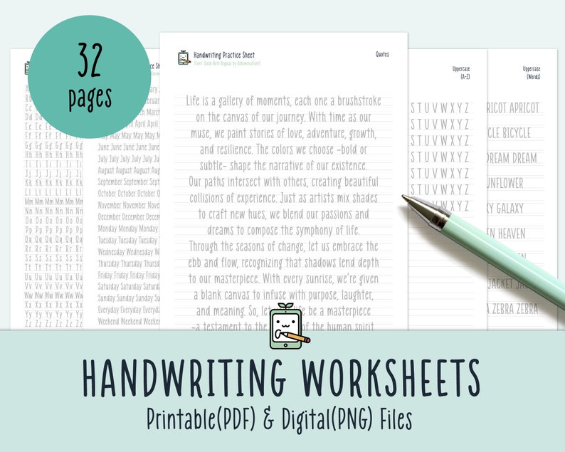 Hojas de práctica de escritura a mano: Hojas de trabajo imprimibles para adultos que aprenden a escribir el alfabeto y trazan letras para mejorar su caligrafía. imagen 1