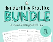 Handwriting Practice Sheets Bundle: Printable Workbook for Adult Alphabet Writing & Letter Tracing to Improve Penmanship