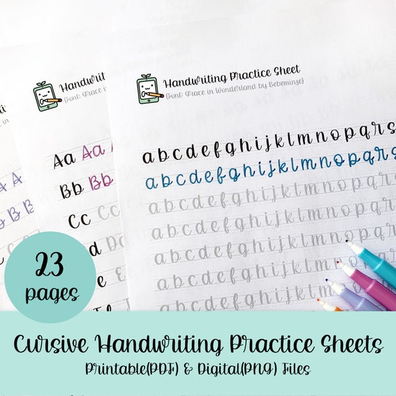 Cursive Handwriting Practice Sheets, Printable Handwriting Workbook, Alphabet Writing Practice, ABC Letter Tracing, Improve handwriting