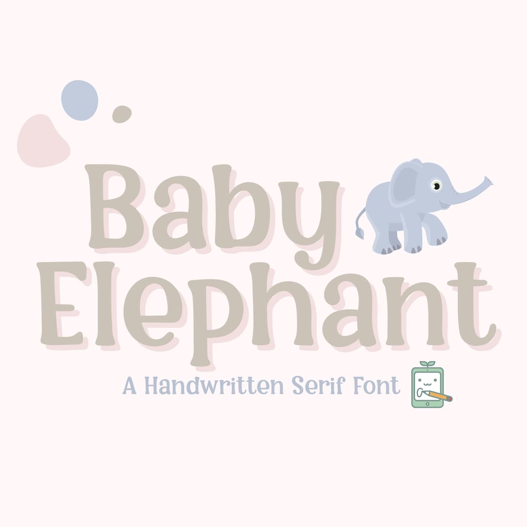 Baby Elephant, Cute Handwriting Font, Notetaking Font, Handwritten Font