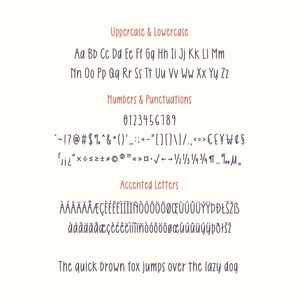May include: A handwritten font alphabet with uppercase and lowercase letters, numbers, punctuation marks, and accented letters. The text "The quick brown fox jumps over the lazy dog" is shown at the bottom of the image.
