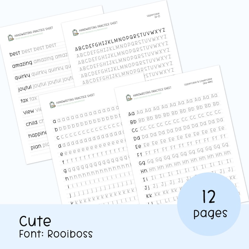 Handwriting Practice Worksheets Bundle: Alphabet and ABC Letter Tracing (Printable PDF and PNG) image 5