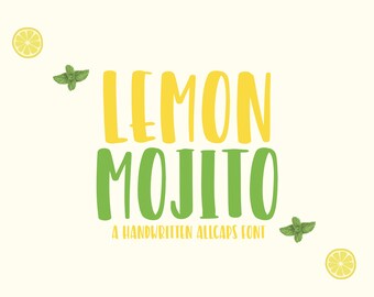Handwritten Font Lemon Mojito - Cute Brush & Quirky Handlettered typeface for Craft, logos, and more | OTF Instant Download