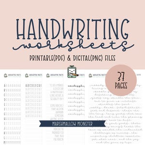 Handwriting Practice Worksheets: Alphabet Tracing (Printable PDF & PNG)