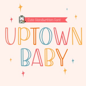 Uptown Baby, Police manuscrite, Police Study, Police d'écriture manuscrite, Police de caractère, OTF, Polices iPad, Jolie police, Police Goodnotes, Polices de contour, Police unique