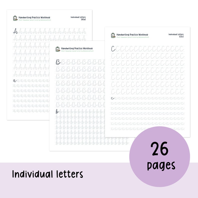 Cursive Handwriting Practice Workbook, Printable Handwriting Worksheets ...