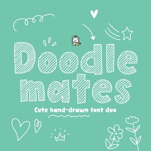 Doodle Mates Duo: una fuente con estilo doodle para la escuela, proyectos de bricolaje, pegatinas y más manualidades / Descarga instantánea en formato OTF