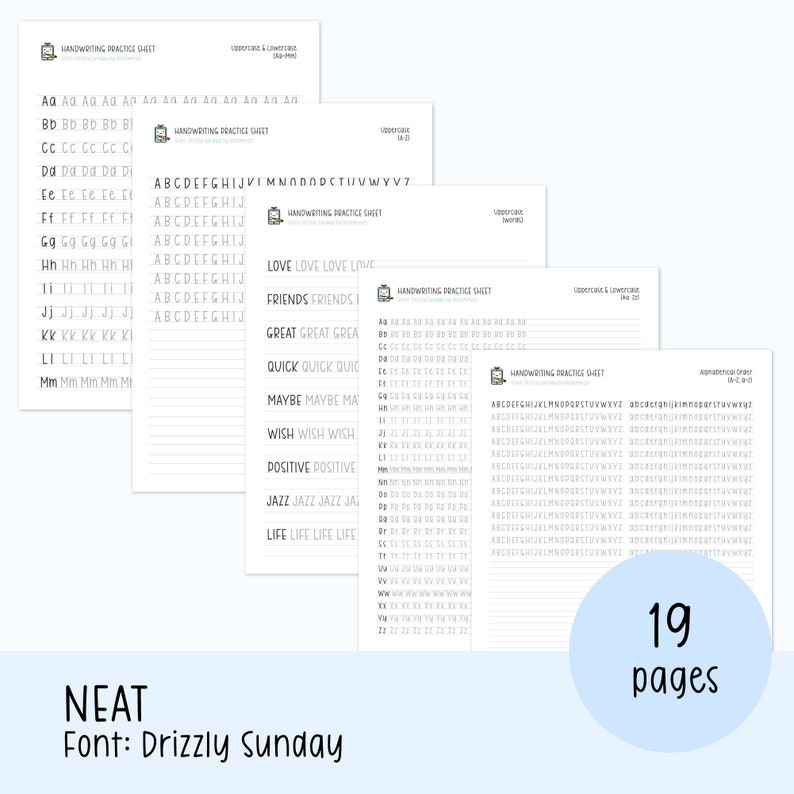 Handwriting Practice Worksheets Bundle: Alphabet and ABC Letter Tracing (Printable PDF and PNG) image 2