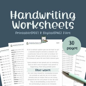 Cute Handwriting Practice Sheets, Printable Workbook, Alphabet Writing Practice, ABC Letter Tracing, Improve handwriting