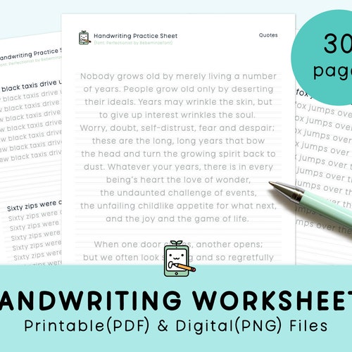 Handwriting Practice Sheets - Etsy